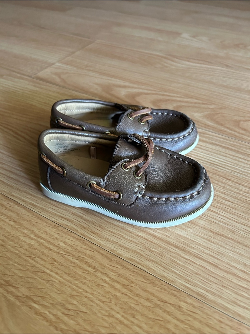 Janie and Jack Brown Leather Boat Shoes Toddler 7